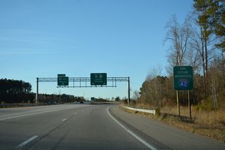 Future I-42 corridor signs at I-40 originally displayed Interstate.