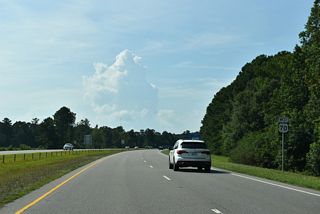 U.S. 70 turns northward from Exit 337 parallel to Bawdy Swamp.