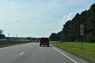 The ramps at Exit 337 provide a turnaround to U.S. 70 eastbound for Peedin Road south.