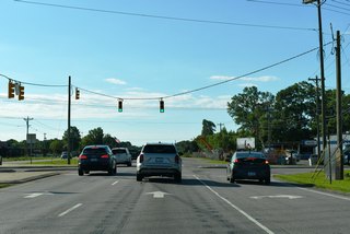 Rocky River Road leads south from U.S. 74 to Old Charlotte Highway near Charlotte-Monroe Executive Airport (EQY).