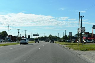 U.S. 74 / 601 overlap for 2.7 miles northeast of downtown Monroe.