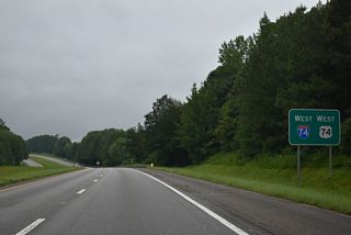 I-74/U.S. 74 west of U.S. 1 outside Rockingham, North Carolina