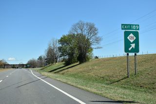 Entering the diamond interchange (Exit 189) with NC 120 on U.S. 74 east.