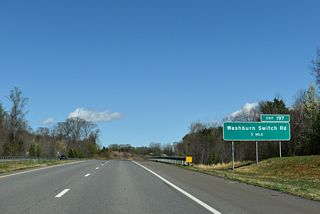 A folded diamond interchange joins the Shelby Bypass with Washburn Switch Road (SR 1313) at Exit 197.