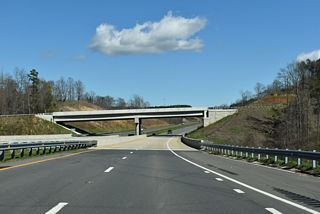 The Shelby Bypass crosses the First Broad River between NC 226 (Polkville Road) and the Metcalf Road (SR 1850) overpass.