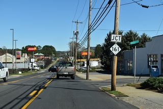 Forthcoming NC 161 follows Cleveland Avenue north from U.S. 74 Business and York Road south from King Street.