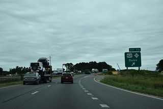 Exit 73 leaves I-95 north for U.S. 421/NC 55 (Cumberland Street) north to Dunn and Campbell University. U.S. 421/NC 55 south part ways in 0.25 miles. NC 55 extends east 13 miles to Interstate 40, 15 miles to Newton Grove and ultimately to Oriental on Pamlico Sound. U.S. 421 south travels ten miles to Spivey's Corner (U.S. 13) and 24 miles to Clinton (U.S. 701).