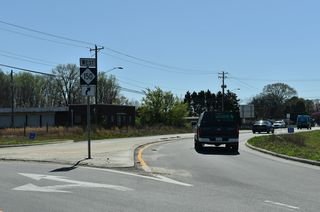 NC 180 (Post Road) meets NC 150 (Cherryville Road) at a roundabout just south of the Shelby Bypass (Future U.S. 74).