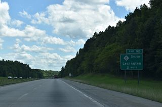 NC 8 parts ways with I-285/U.S. 52 south at Exit 92 between Welcome and Lexington.