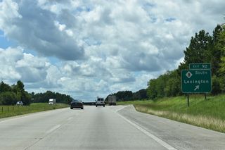 NC 8 parallels a CSX Railroad line south from the folded diamond interchange at Exit 92.