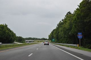Interstate 587 crosses Thompson Swamp leading into the wye interchange (Exit 42) with SR 1367.