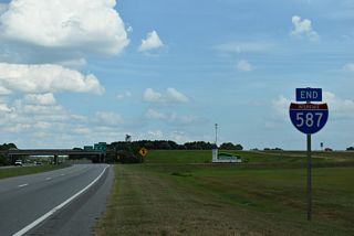 The east end of Interstate 587 at Greenville, North Carolina