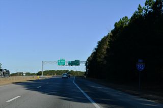 The end shield for Interstate 795 north.