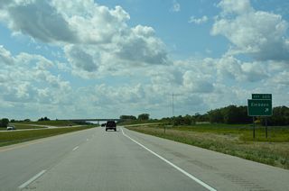 CR 7 extends 16.73 miles south from the diamond interchange at Exit 320 to ND 46 along the Ransom County line.