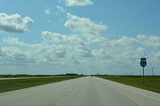 Interstate 94 crosses the path of an abandoned Red River Valley &amp; Western Railroad line west just ahead of mile marker 328.