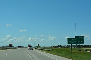 Sheyenne Street / County Route 17 runs south from Exit 346 A through suburban West Fargo to the city of Horace.