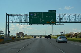 Exit 348 provides an array of lodging opportunities on the north side of I-94/U.S. 52. 45th Street extends 0.9 miles north to 13th Avenue S, a commercial arterial leading to West Acres Shopping Center and West Fargo.