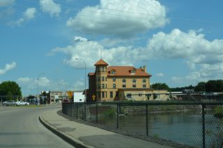 Connecting Downtown Valley City with City Park, a pedestrian bridge spans the Sheyenne River adjacent to Main Street.