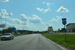Main Street angles southwest to I-94/U.S. 52 on the west side of Valley City.