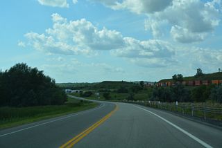 Business Loop I-94 curves northwest along 33th Street SE into Valley City.