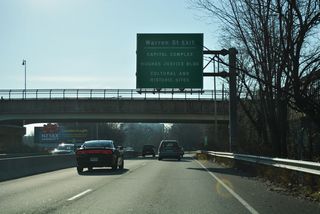 The New Jersey State Capitol is located west of U.S. 206 (Warren Street) along State Street.