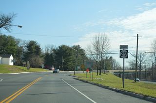 New Jersey Route 29 south ahead of I-295 at Scudder Falls in Ewing Township