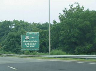 The 15 mile long overlap with U.S. 22 concludes along Interstate 78 at Exit 18. U.S. 22 diverges from I-78 for Lebanon, Whitehouse and Somerville beyond the Old Allerton Road (CR 633) over crossing.
