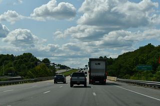 Westbound I-78 nips the southern corner of Franklin Township ahead of the weigh station and Greenwich Township line.