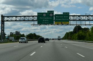 U.S. 22 leaves Interstate 78 in two miles for Phillipsburg. The two routes reconvene west of Allentown, Pennsylvania. CR 637 continues north from Exit 4 to Stewartsville, Route 57 and CR 519 in Lopatcong Township.