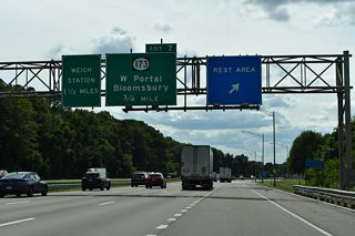 Route 173 returns alongside I-78/U.S. 22 from West Portal to meet the freeway at Exit 7 just beyond the rest area.