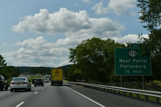 Westbound I-78 spans Mulhockaway Creek on the half mile preceding Exit 11 with Route 173. CR 614 stems southwest 7.70 miles from a traffic circle with Route 173 to Pattenburg, Little York and CR 519 at Spring Mills.