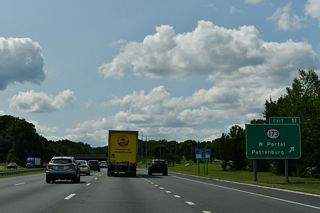 Route 173 branches away from the freeway between Exit 11 and West Portal across Musconetcong Mountain.