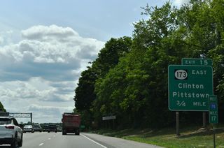 Beginning at the exchange joining Route 31 and CR 626, Route 173 leads west along former U.S. 22 through Clinton. An entrance ramp beyond Village Road connects the state route with I-78/U.S. 22 west ahead of the town line.