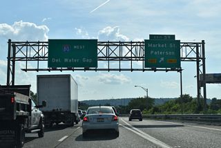 Market Street ties into a rotary with Lakeview Avenue just beyond Exit 59. Lakeview Avenue (CR 624) south to Crooks Avenue (CR 630) east connects I-80 westbound with U.S. 46 at the south end of Route 20.