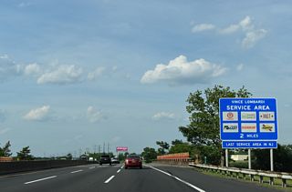 With six overall lanes, the New Jersey Turnpike East Spur plies across wetlands along Cromakill Creek between Secaucus and the Vince Lombardi Service Area at Ridgefield.