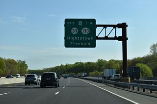 A single point urban interchange (SPUI) joins Route 133 with Route 33 just northeast of Exit 8. Route 33 (Franklin Street) travels 42.03 miles between Downtown Trenton and Ocean Grove in Neptune Township.