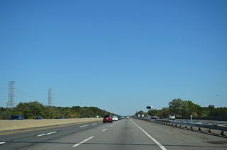 The New Jersey Turnpike span the Raritan River between New Brunswick and Edison Township with 12 overall lanes.