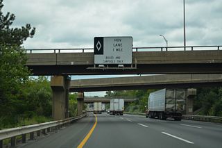 One mile from the beginning of the HOV lane along the northbound New Jersey Turnpike Outer Roadway.