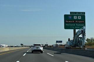 The NJ Turnpike meets Interstate 78 (Newark Bay Extension) at Exit 14 in 1.5 miles. I-78 enters the turnpike system east from the adjacent exchange with U.S. 1/9 (Pulaski Skyway) and U.S. 22 west in Newark.