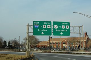I-278 west connects the New Jersey Turnpike with U.S. 1/9 (Edgar Road) south into Linden while Route 439 (Bayway Avenue) west links with U.S. 1/9 north through Elizabeth.