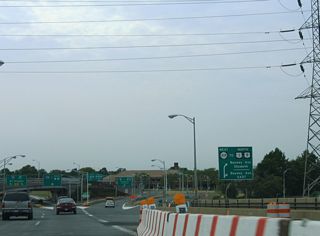 Exit 3 C partitions for Bayway Avenue east to Amboy Avenue and the industrial area below the Goethals Bridge, and Exit 3 B departs for Route 439 (Bayway Avenue) west to Brunswick Avenue (CR 616) and the Bayway Refinery in Linden.