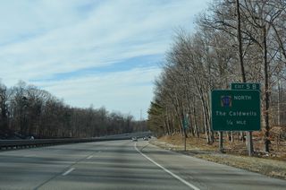 CR 527 heads north from Exit 5 B through Roseland to the borough of Essex Falls en route to Caldwell and North Caldwell.
