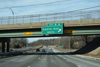 Laurel Avenue (CR 634) continues west through Livingston Township from Exit 6 A and splits with Shrewsbury Drive (CR 635) south to Millburn.