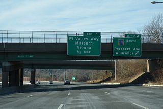 Exit 8 A follows onto CR 577 (Prospect Avenue) south to the east end of Route 10 (Mount Pleasant Avenue). CR 577 turns east there while Prospect Avenue continues south as CR 677, 1.02 miles to Northfield Avenue (CR 508) in West Orange.