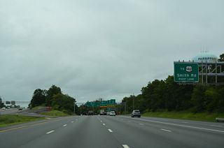 Smith Road connects Exit 41 A with U.S. 46 to the north while curving southward through a business park.