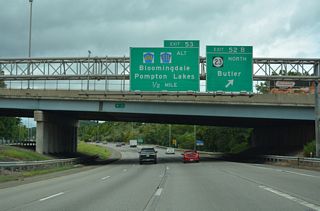 Exit 52 B joins I-287 north with New Jersey Route 23 west to Butler. Most of the route west through Riverdale and Butler is commercialized.