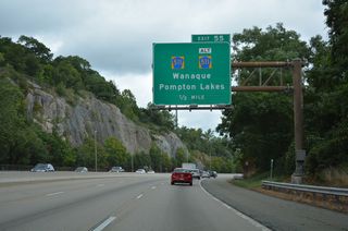 County Route 511 arcs eastward from Bloomingdale to meet I-287 at Exit 55 and County Route 511 Alternate (Ringwood Avenue) south to Pompton Lakes.