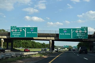 Interstate 287 south ahead of Exit 17 to U.S. 202 in Bridgewater Township, New Jersey