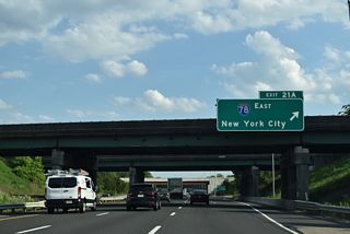 Interstate 78 travels a rural route west to Lebanon, Clinton and Phillipsburg and an increasingly urban route east to Springfield, Newark and Jersey City.