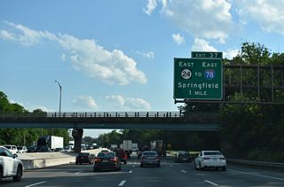 Heading south from Route 10 in Hanover Township, Interstate 287 advances to a trumpet interchange (Exit 37) with New Jersey Route 24 east.